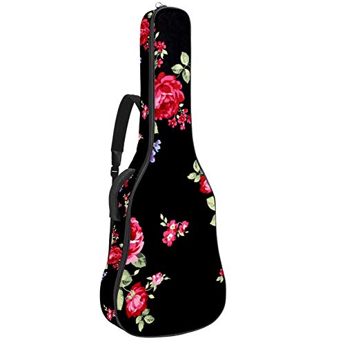 Gitarren-Gigbag, wasserdicht, Reißverschluss, weicher Gitarren-Rucksack, Bass, Akustik- und klassische Folk-E-Gitarrentasche, schönes Blumenmuster