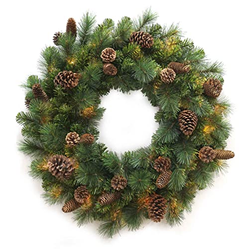 artplants.de Künstlicher Weihnachtskranz Kerry mit Zapfen, grün, Ø60cm - Tannenkranz künstlich