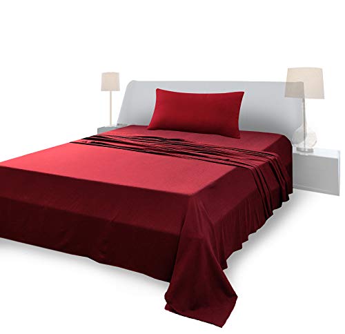 FARFALLAROSSA Bettwäsche-Set für Einzelbett aus 100 % Baumwolle, Spannbettlaken für Einzelbett 90 x 200 cm, Oberlaken 160 x 280 cm, 1 Kissenbezug 50 x 80 cm - Bordeaux