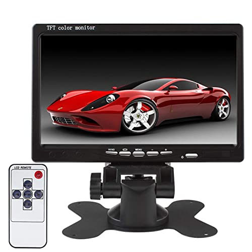 Lychee Rückfahrkamera (7 Zoll) TFT LCD-Monitor für Auto Kamera,LED-Hintergrundbeleuchtung,800 x 480 hoher Auflösung,mit Fernbedienung und Montagehalterung