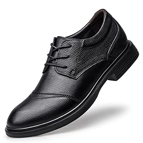 DikkkisostX Kleid Schuhe for männer schnüren up Kappe runde Toe Denby Schuhe Block Heel rutschfeste Gummisohle rutschfeste Klassiker (Color : Black, Size : 50EU)
