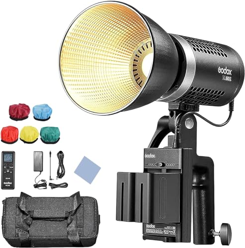 Godox ML60Bi 60 W LED-Licht Duale Temperatur 2800-6500K CRI96 APP-Steuerung mit Griff, Godox-Halterung, Tragetasche Eingebaute 7 Lichteffekte kompatibel mit Softbox, Reflektor, Bowens-Adapter