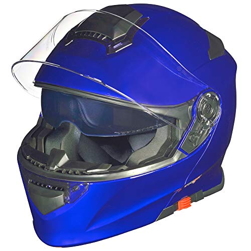 RS-982 Klapphelm Motorradhelm Pinlock Motorrad Modular Roller Conzept Helm, Farbe:Blau, Größe:XXL (63-64)