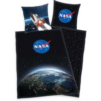 NASA Bettwäsche, Kopfkissenbezug ca. 80x80 cm, Bettbezug ca. 135x200 cm, mit leichtläufigem Reißverschluss, 100% Baumwolle, Renforcé