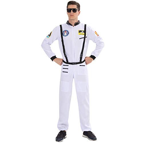 EraSpooky Herren Astronaut Raumfahrer Kostüm Faschingskostüme Cosplay Halloween Party Karneval Fastnacht Kleidung für Erwachsene (Weiß, X-Large)