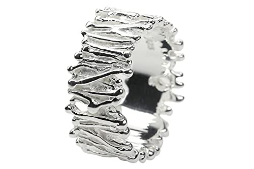 SILBERMOOS Damen Herren Partner Ring Stäbchen Wurzeln Streifen extravagant matt glänzend 925 Sterling Silber, Größe:52 (16.6)