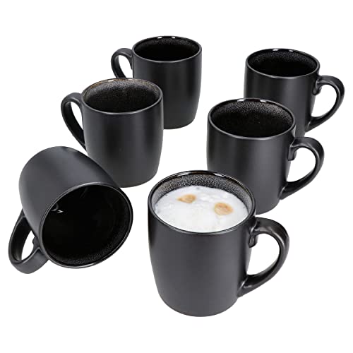 MamboCat Reactive Glaze Grey Black 6er Set Kaffeebecher I 250 ml I 6 Personen I 6X Schwarze handgefertigte Tassen mit Henkel I Für Heißgetränke wie Tee, Kaffee & Co. I Außen Schwarze Kupferoptik