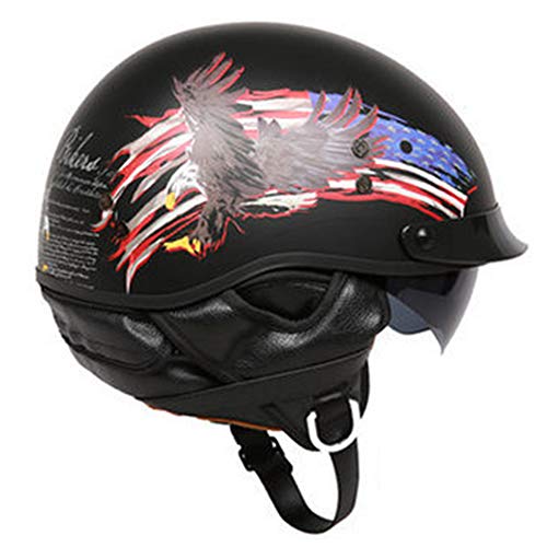 Motorrad Helm, Halbschale Vintage Harley Helm mit Schal, Halbschalenhelm Jethelm Für Damen Und Herren, für Cruiser Chopper Biker Lucky Skull, ECE Zertifizierung