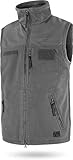 normani Tactical Fleeceweste BDU Vest mit Patchflächen Jagdweste mit Reißverschlusstaschen 320 g/m² Winterweste Outdoorweste mit Stehkragen Farbe Anthrazit Größe M/50