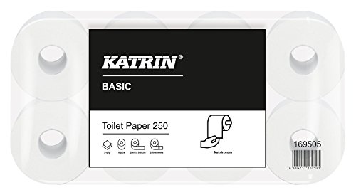 Toilettenpapier - Katrin Basic Toilet 250, weiß, 9,8 x 11,6 cm, 2-lagig