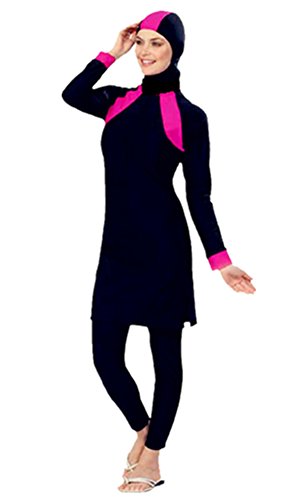 TianMai Neue Muslimische Bademode Muslim Islamischen Bescheidene Full Cover Badebekleidung Modest Swimwear Beachwear Burkini für Frauen (Rosa, Int'l 4XL (EU-Größe 46-48))