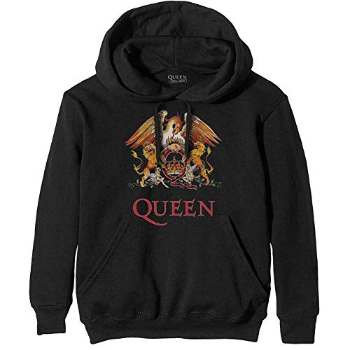 Rockoff Trade Herren Queen Classic Crest Pullover Kapuzenpullover, Schwarz (Black Black), Medium