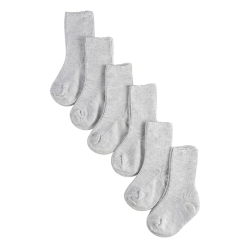 CALZITALY PACK 2, 4, 6 Paare Sock für Baby, Socken für Kind, Baby Socken aus Baumwolle, Weicher Rippenstrick | 0 bis 12 Monate | Made in Italy (3-6 monate, 6 Paare: Melange Grau)