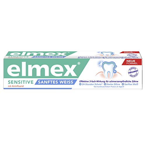 elmex SENSITIVE plus sanftes Weiß Zahnpasta, 3er Pack (3 x 75 ml)
