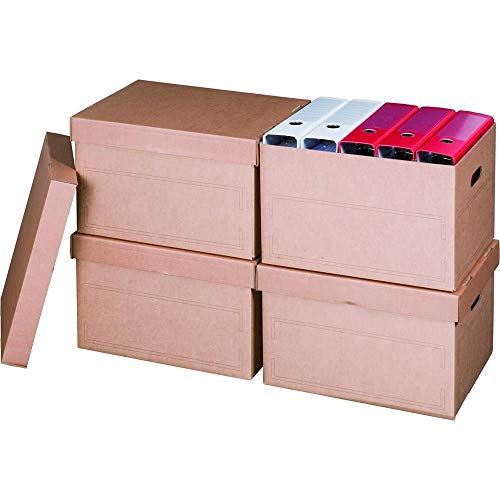 Ropipack Archiv Multibox Archivschachtel Aktenkarton mit Deckel - 413 x 330 x 266 mm - 10 Stück