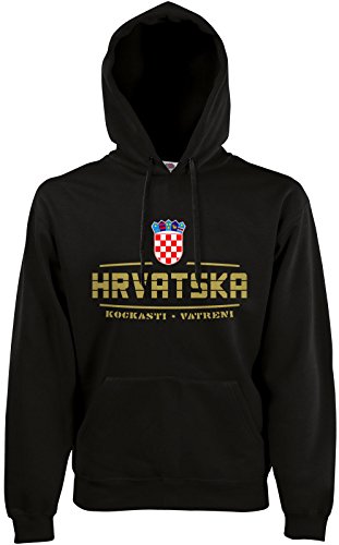 AkyTEX Kroatien Hrvatska Fan-Hoodie EM-2021 Kapuzenpullover Schwarz XXL