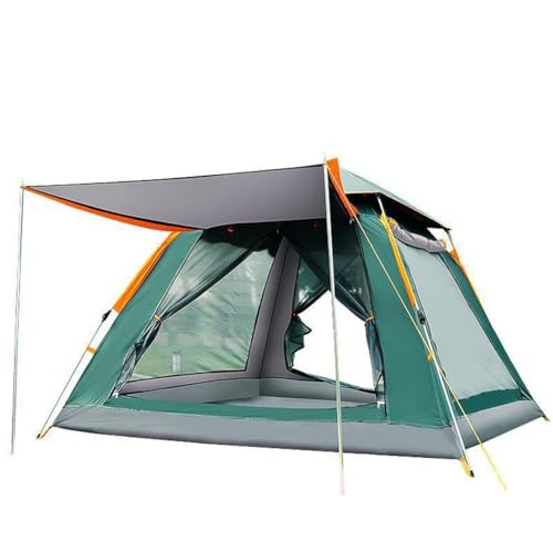 Sofortiges automatisches Pop-Up-Zelt, tragbares Campingzelt für 3–4 Personen mit Aufbewahrungstasche und Stützstange, Unterstand im Freien, 2 Netzfenster und 2 Türen, für Camping Wandern Angeln