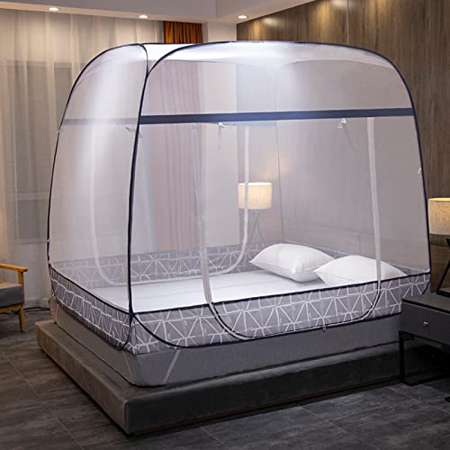 Moskitonetz Bett Pop Up, Faltbares Bett Moskito-Campingzelt, Tragbares Reise-moskitonetz Mit 3 Eingangsgestaltung Für Reise Und Zuhause Mit Tasche (Gray,150 * 200 * 170cm)