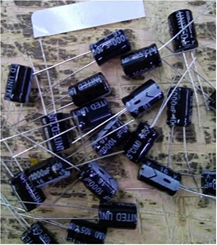 Kondensator-Set, 50 Stück, Kondensator 16 V, 1000 UF, 1000 UF, 16 V, authentischer Plug-in-Elektrolytkondensator. Spezifikation: 8 x 12 Kondensatoren Passive Components