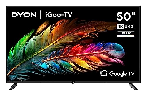 DYON iGoo-TV 50U 126cm (50 Zoll) Google TV (4K Ultra-HD, HD Triple Tuner, Prime Video, Netflix, Google Play Store für DAZN, Disney+ UVM., Google Assistant, Sprachfernbedienung) [Mod. 2023]