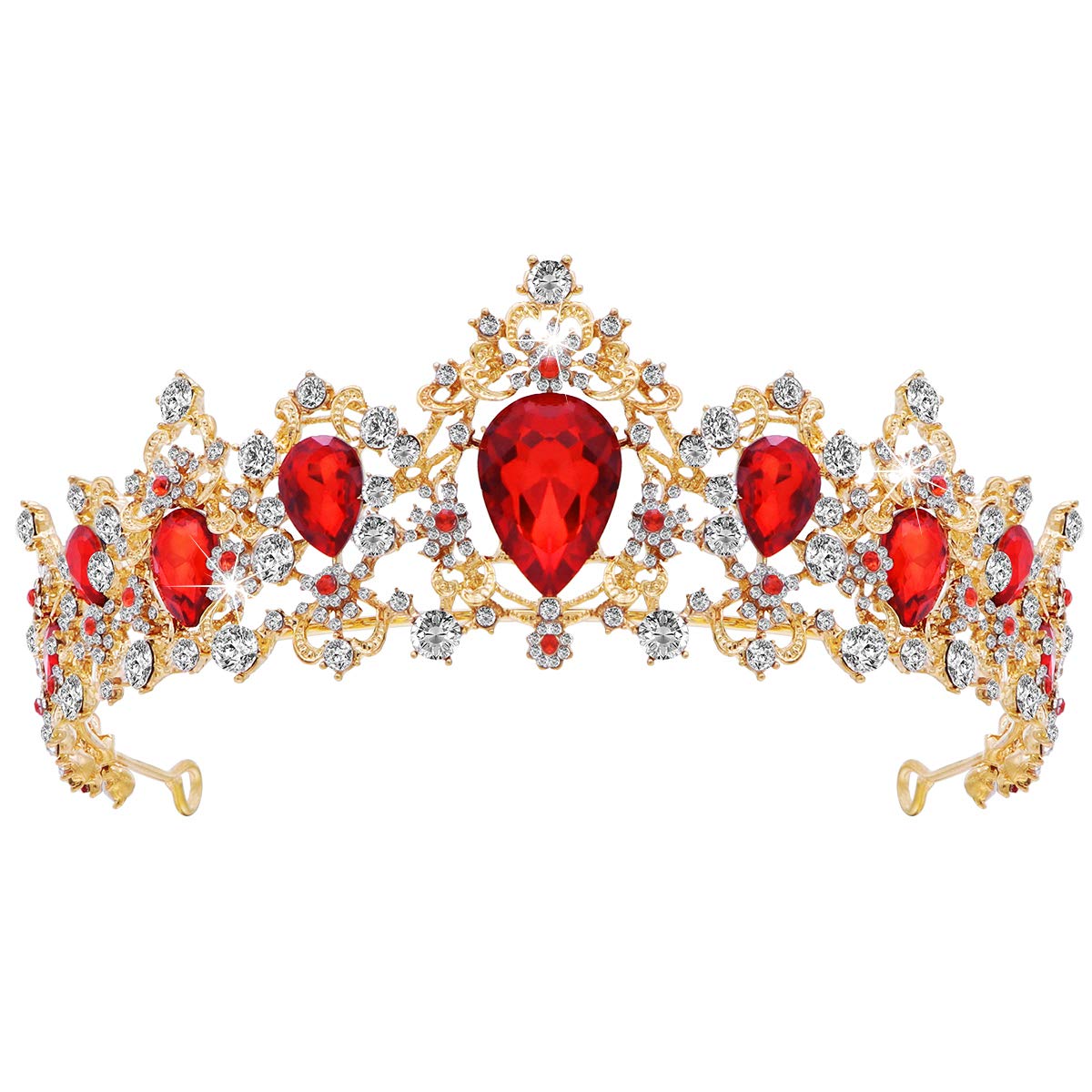 Frcolor Tiara Krone für Frauen, Strass Queen Crowns Hochzeit Tiaras Kronen Stirnband (rot)