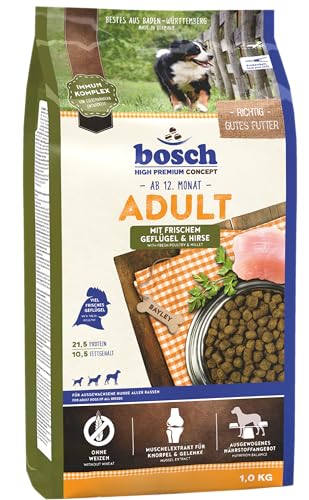 bosch HPC Adult mit frischem Geflügel & Hirse | Hundetrockenfutter für ausgewachsene Hunde aller Rassen | 5 x 1 kg