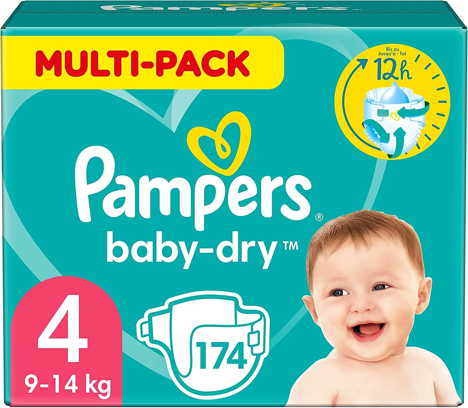Pampers Windeln Größe 4 (9-14kg) Baby-Dry, Maxi, 174 Stück, Alte Version