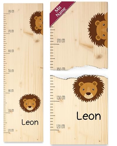 Messlatte Kinder - Süßer Löwe mit Name - 120-180 cm - Holz