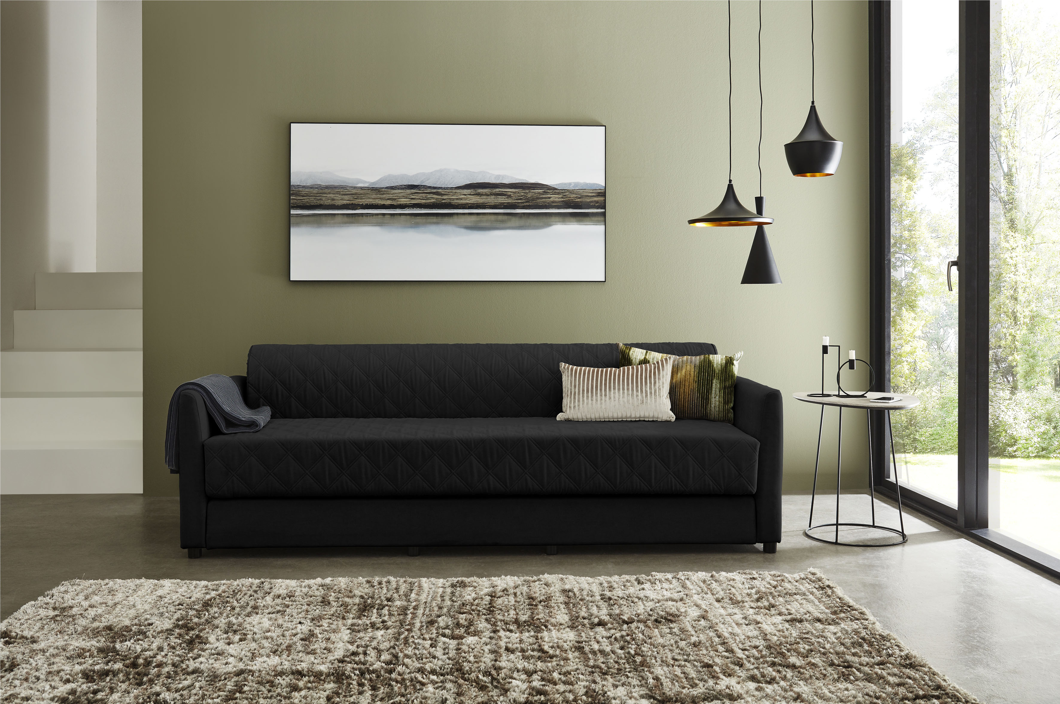 ATLANTIC home collection Schlafsofa, mit Bettfunktion, inklusive Topper mit abnehmbarem Bezug