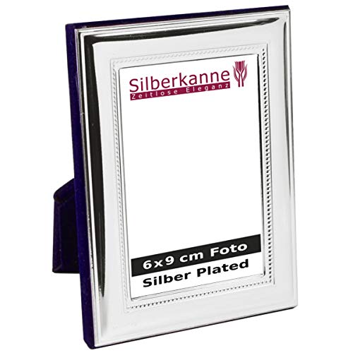 SILBERKANNE Fotorahmen Pisa 6x9 cm Foto Silber Plated Premium versilbert, anlaufgeschützt, mit Samtrücken, der Bilderrahmen ist sowohl im Hoch- als auch im Querformat aufstellbar.