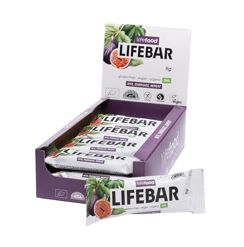 Lifefood Lifebar Energieriegel, Vegan Sportriegel, RAW BIO Rohkost, Vegan, Glutenfrei, Laktosefrei, Ohne Zuckerzusatz, Biologisch angebaut - 15er Pack (15 x 40 g) (Feige)
