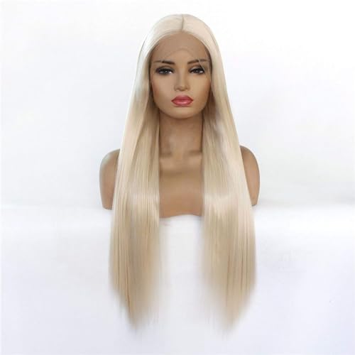 Glatte blonde Spitzenperücken, Echthaar, ohne Kleber, langes Haar, vorbereitetes Babyhaar, Vollkopf-Spitzenperücken, 61 cm Mode