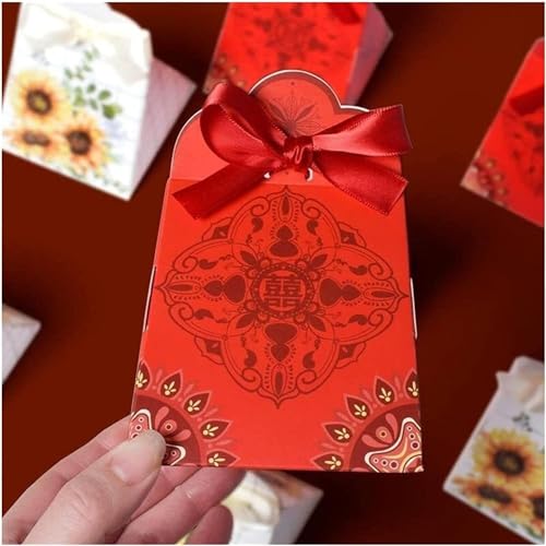 Hochzeitsbevorzugungsbox, Papier-Süßigkeitsboxen, Papier-Partytüten, Süßigkeiten-Box Hanfu-Hochzeits-Süßigkeitsbox, süße Geschenk-Geschenkbox, Hochzeits-Süßigkeitsbox geeignet (Color : Rosso, Size :