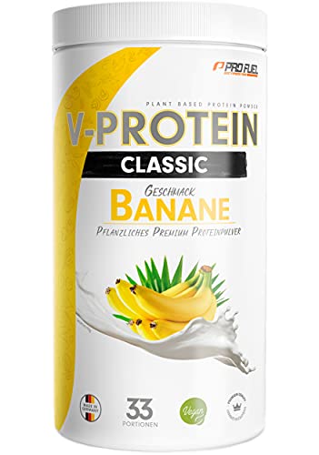 Vegan Protein - V-PROTEIN - Cremig Leckeres Veganes Proteinpulver - 1 kg BANANE