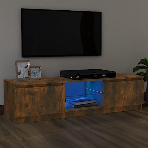 OUSEE TV-Schrank mit LED-Leuchten Räuchereiche 120x30x35,5 cm