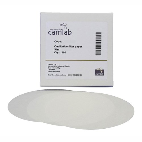 Camlab Filterpapier der Güteklasse 118 [5], sehr langsame Filterung, 110 mm Durchmesser 110 mm, 100er-Packung, 1171100