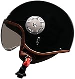 Motorradhelm mit offenem Gesicht 3/4-Jet-helm HD-Visier in W-Form ECE-zertifizierter leichter halbbedeckender Schutzhelm für Herren Damen herausnehmbares Futter Ohrmuscheln L,54-61CM