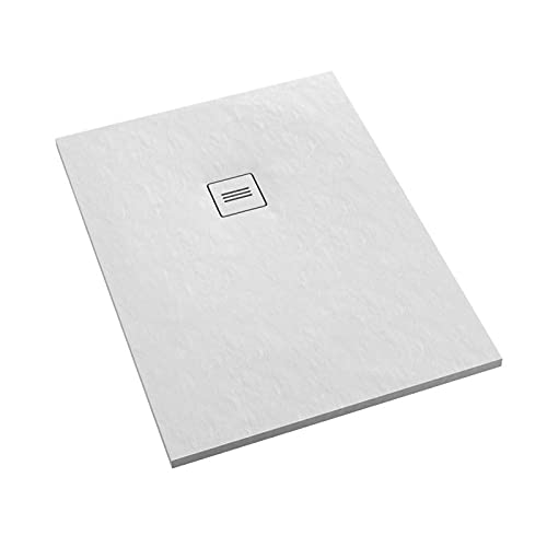 Sellon24® Duschwanne Superflache Acrylwanne Ablaufgarnitur Abdeckplatte Duschtasse Rutschfest Weiß Bau-Höhe 3,5 cm (70x90x3,5)