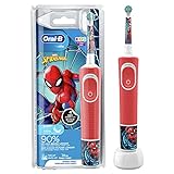 Oral-B Kids Spiderman Elektrische Zahnbürste für Kinder ab 3 Jahren, extra weiche Borsten, 2 Putzmodi inkl. Sensitiv, Timer, 4 Spiderman-Sticker, rot
