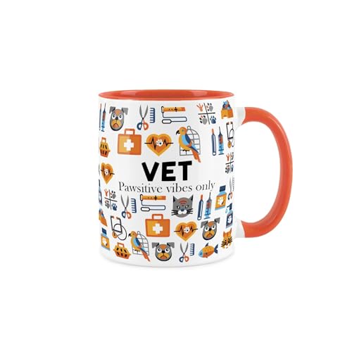Purely Home Tierarzt-Tasse – Humorvolle Handelsgeschenke – Tee/Kaffee heiße Getränke, orange Keramiktasse Geschenk für Tierärzte/Tierarzt