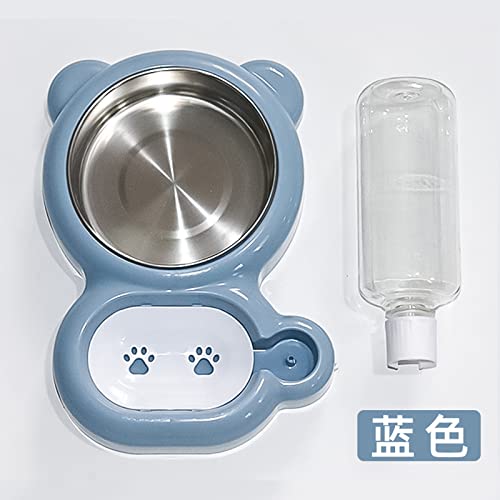 Hundenapf, Katzennapf, EIN Doppelnapf, automatischer Trinknapf für Nicht nasses Maul, verdickter, umkippsicherer Tiernapf (Blau)