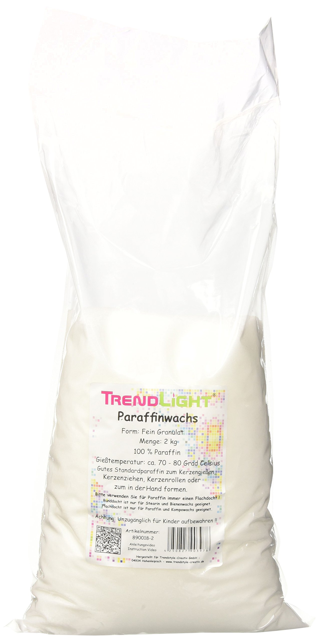 TrendLight Paraffin Paraffinwachs rein Weiss zum Kerzen herstellen 2 kg Markenqualität