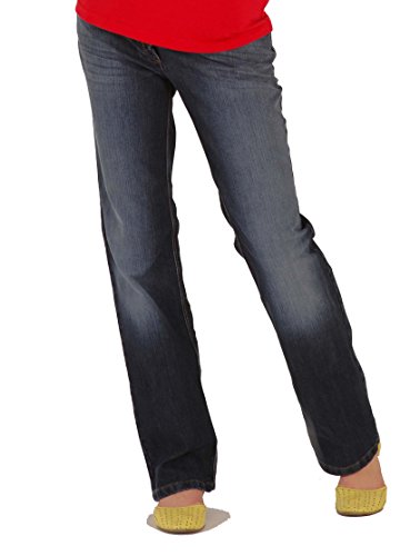 Christoff Damen Umstandshose Schwangerschaftsjeans Five-Pocket-Jeans - gerades Bein Jersey-Bauchband - verstellbare Taille - 409/89 - blau - 36 / L32