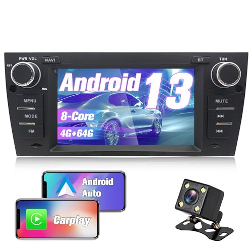 Ponskoy Autoradio Android Radio für BMW E90 E91 E92 E93 (2005-2011), 7 Zoll Autoradio CarPlay Android Auto Android Stereo Auto Radio mit GPS Rückfahrkamera Bluetooth WLAN SWC BT DSP FM AM Radio,4+64GB