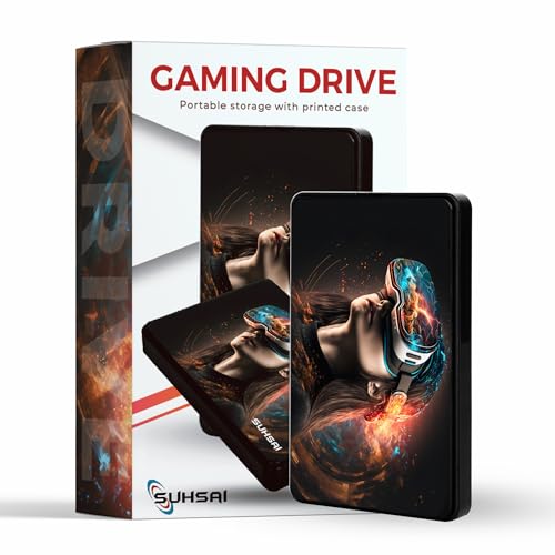 Sushai Gaming-Festplatte, 500 GB, tragbar, USB 3.0, VR Girl, bedrucktes Speicherlaufwerk, 2,5 HDD, kompatibel mit Laptop, Xbox, Mac, PS4, Chromebook, Schwarz