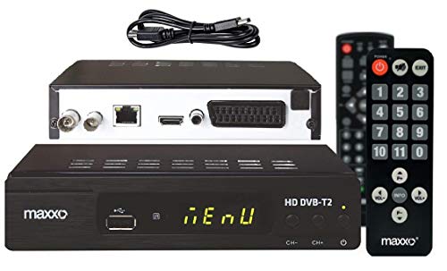 Maxxo Set-top-Box-Empfänger + Fernbedienung FÜR SENIOREN Digital Receiver DVB-T/DVB-T2 HDMI Full HD mit WiFi - DLNA und YouTube