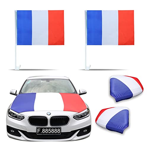 Sonia Originelli AUT-Fan-Paket EM Frankreich France Fußball Flaggen Außenspiegel 3D Magnet Motorhaubenüberzug Größe Fan-Set-10-XL