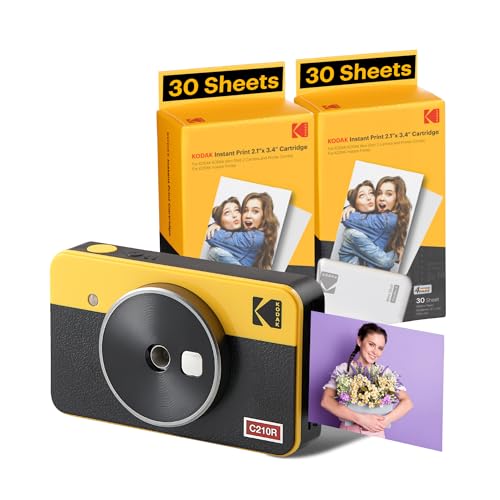 KODAK Mini Shot Combo 2 Retro Kamera & DRUCKER, 5.4 x 8,6 Sofortbild-Kamera/Instant-Kamera, Kameras für Sofortbilder als Polaroid Ausdruck, Fotodrucker für Smartphone, All in One Kamera, 68 Foto