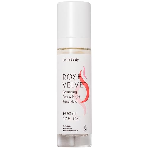 HelloBody ROSE VELVET Ausgleichendes Gesichtsfluid (50 ml) – vegane Gesichtspflege für Mischhaut bis ölige Haut – mit Rosenextrakt & Probiotischem Komplex – 99,9% natürliche Inhaltsstoffe