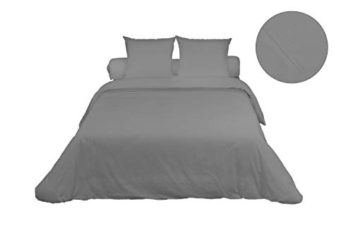 Camille 636013 Bettbezug aus Baumwoll-Perkal 260x240 cm grau, von Songe de